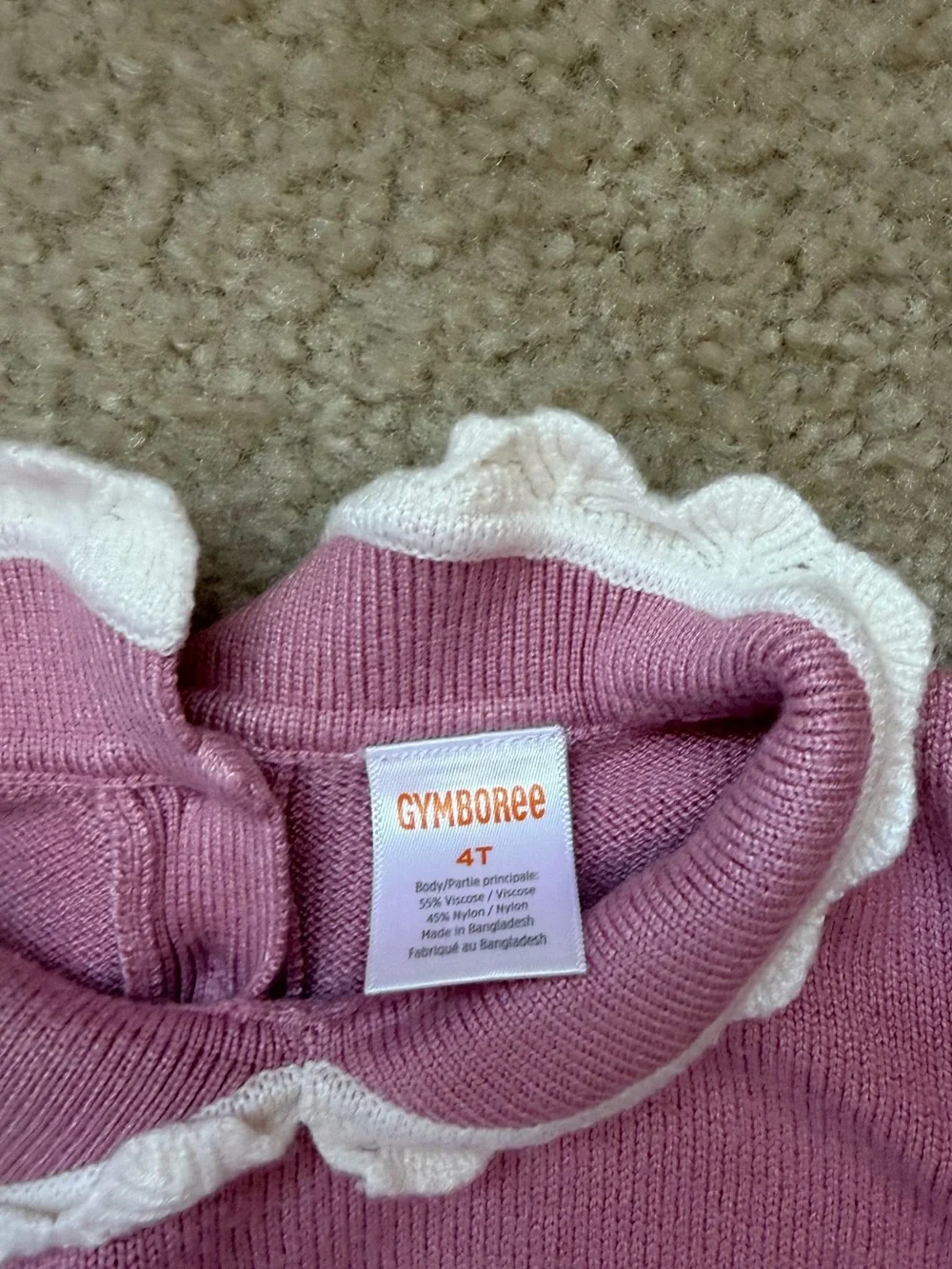 Lot of 2 Girls Gymboree tops with Peter Pan collars - white and pink 4T